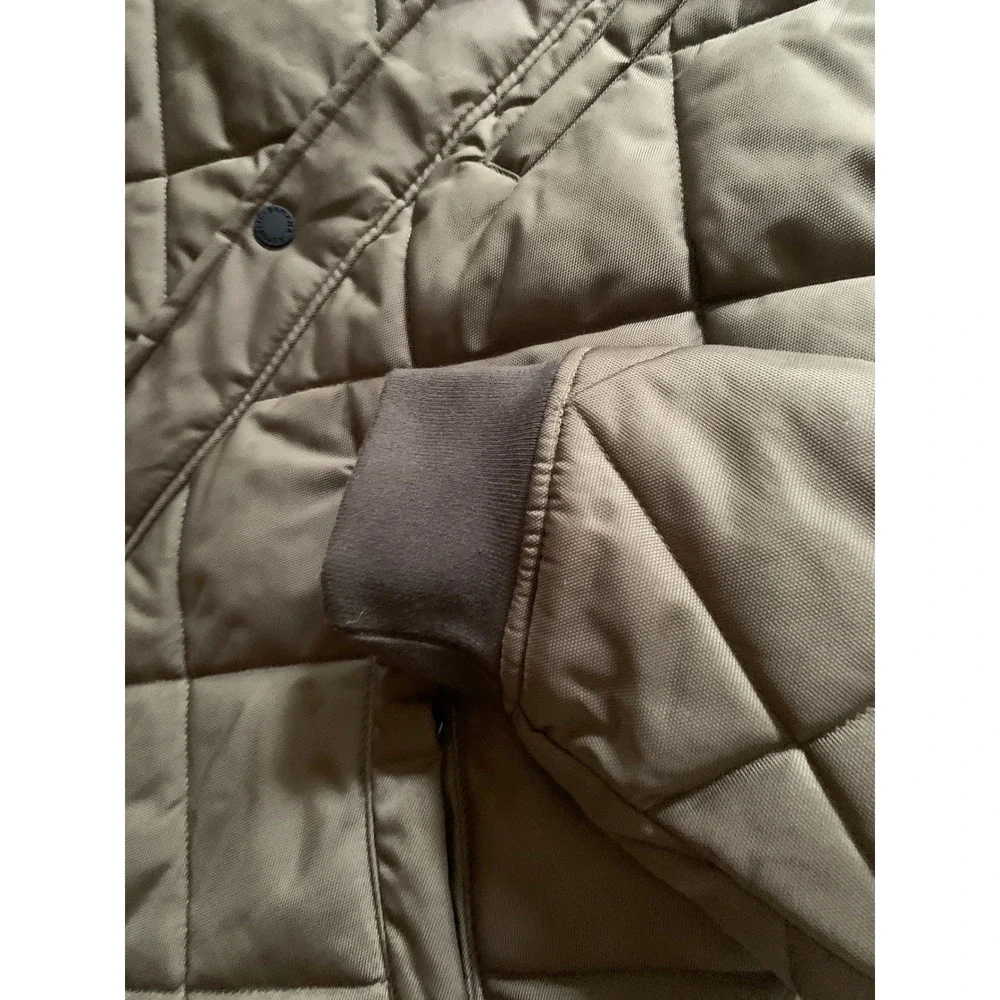 Banana Republic Mens Quilted Bomber Jacket Olive Brown Snap Front‎ Size Medium